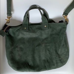 Clare V messenger bag. Green suede, signs of wear